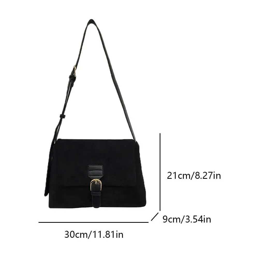 Women Faux Suede Shoulder Bag Large Capacity Chic Hobo Bag Solid Color Stylish Crossbody Bag Adjustable Strap for Autumn Winter W250602