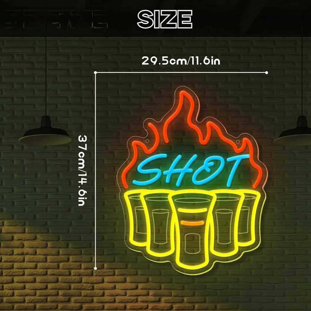 Shot Neon Sign for Wall Decor USB Dimmable LED Neon Lights for Home Bar Pub Club Bistro Man Cave Restaurant Party Decor Gift XJ250602