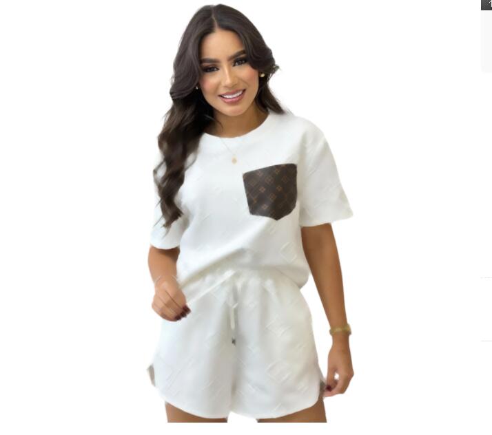 Summer new designer Womens embossed Tracksuits Tshirt shorts 2 Piece Set Luxury brand Suit Casual sports Suit