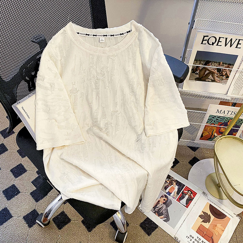 2025 Spring/Summer Women's New T-shirt New Women's Off Shoulder Hollow Design Short Sleeve T-shirt Summer New Versatile Solid Color Designer