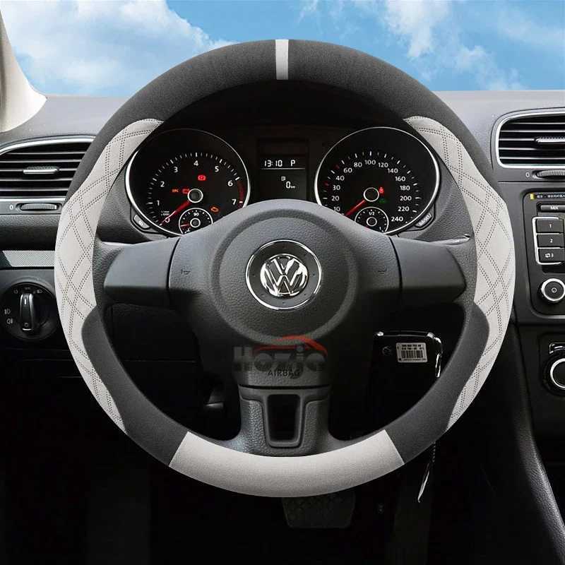 Suede Leather Car Steering Wheel Cover for Volkswagen Golf 4 5 6 MK4 Mk5 MK6 Passat B6 Tiguan Polo Touran CC Auto Accessories R250603