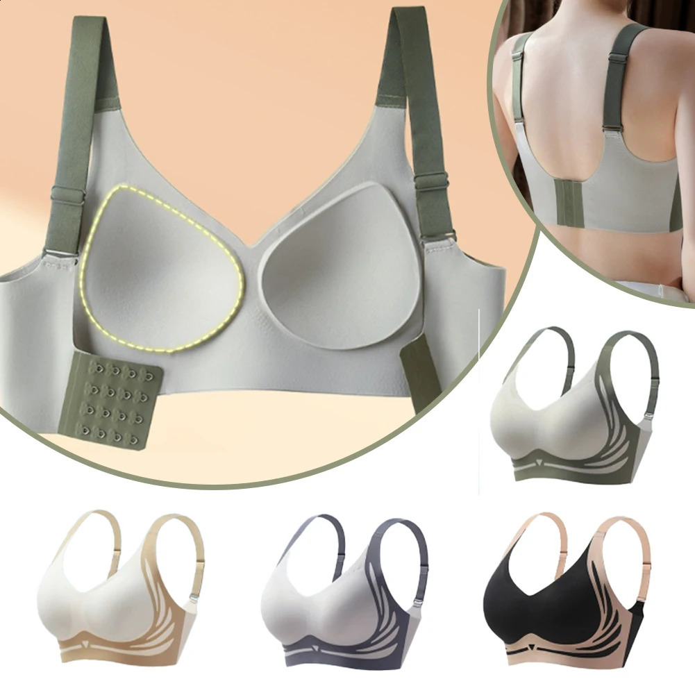 Seamless Ladies Underwear V-neck No Steel Ring Small Chest Gathered Adjustable Comfortable Thin Top Bra Breathable Gathered 250530