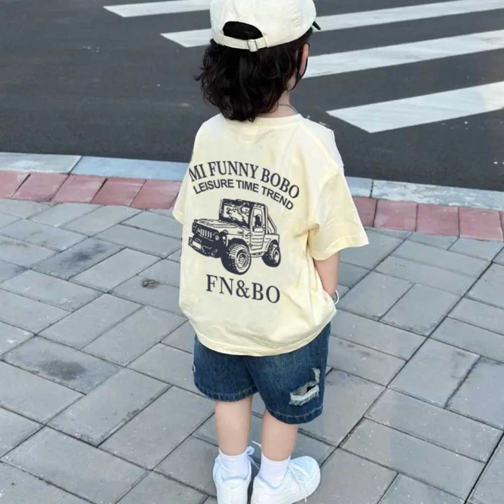Korean pure cotton childrens short-sleeved T-shirt in summer new loose babys daily cute outfit fresh and cute T250603