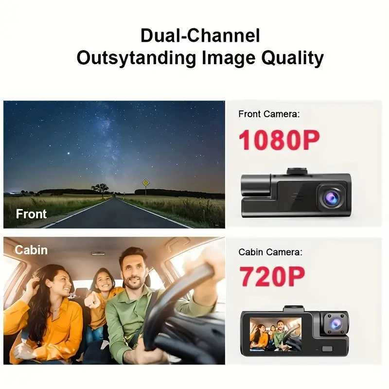 Car dvr Car Dash Cam 1080P FHD Camera Front Rear Inside Car dvr Recorder Equipped 2 IPS Screen Vehicle Camera HD Night Vision R250529