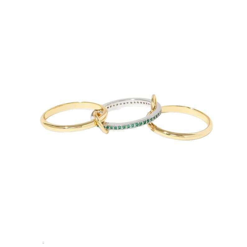 New Stacked Cubic Zirconia Thick Glossy Gold and Silver Double Triple Ring