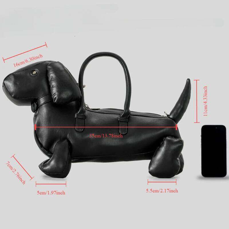 Women's Fashion Creative Design Cute Dachshund Handbag PU Soft Leather Shoulder Messenger Bag
