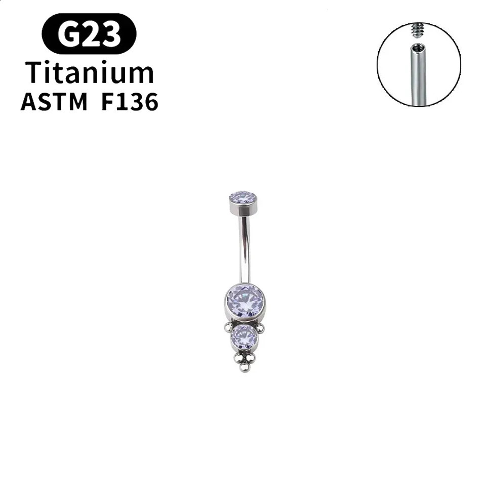 Sexy Fashion Simplicity Selling G23 ASTM F136 5A CZ Belly Button Ring 14g Navel Piercing Ring For Women 250530