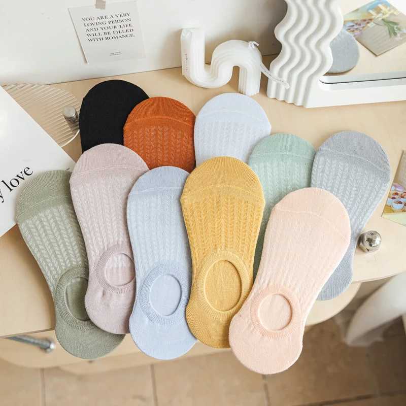 10Pairs Women Ultra-Comfortable No-Show Socks Breathable Lightweight Soft High Quality Boat Sock Solid color Kawaii female soxT250602