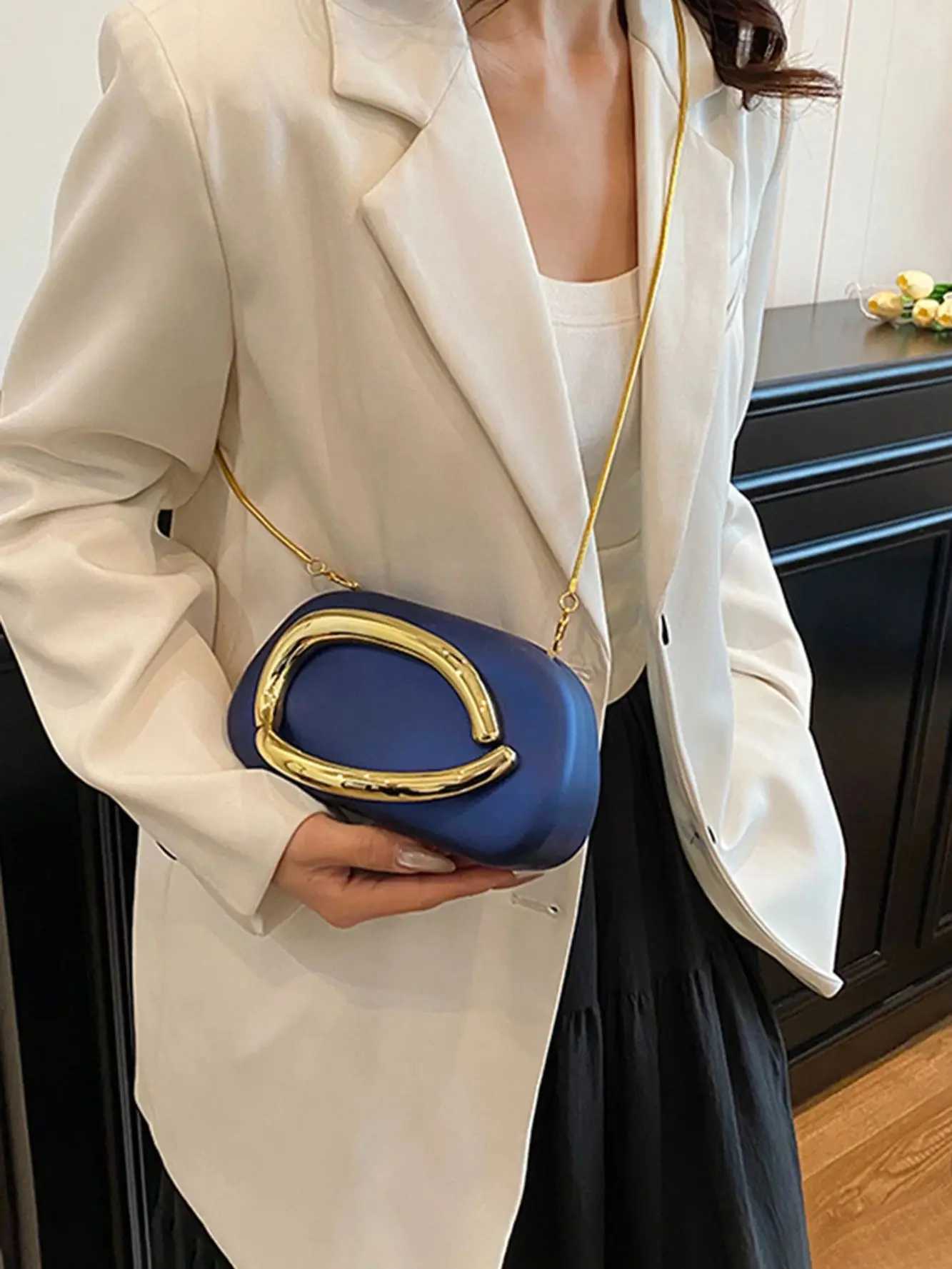 MIYIN Fashion Matte Sapphire Blue Sealed Box Shaped Clutch Bag Women Dinner Party Luxury High Quality Handbag Crossbody Bag W250602