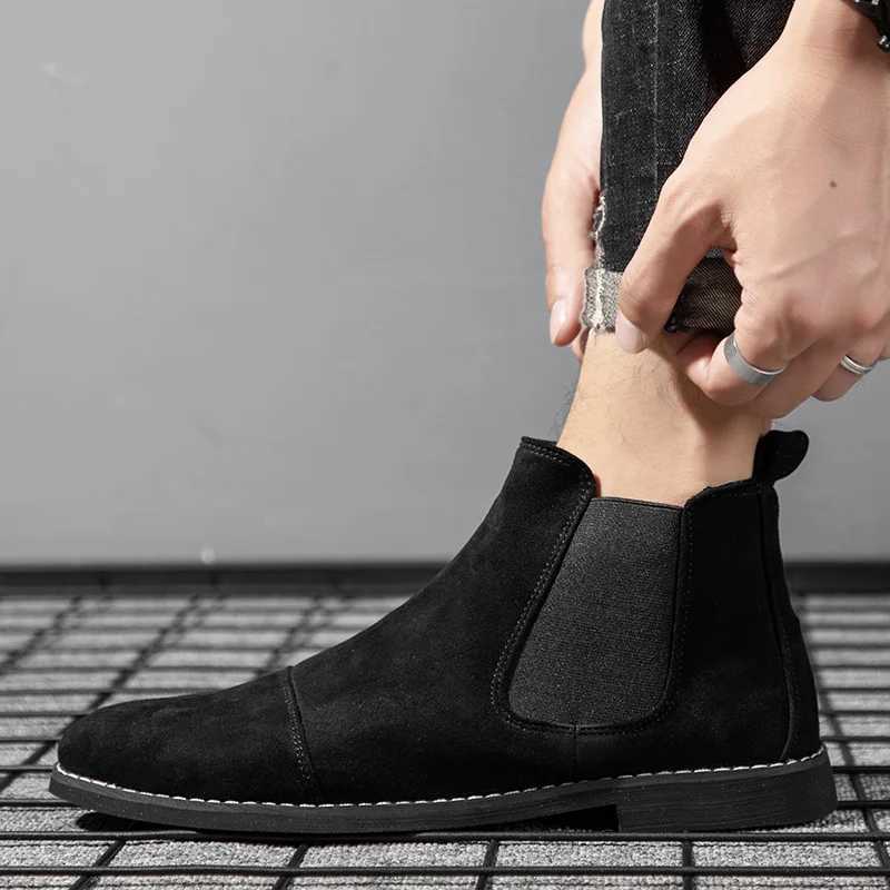 Mens 2025 Four Season Fashion Trend High-top Ankle Boots Large Size British Style Pointed Toe Boots XJ250602