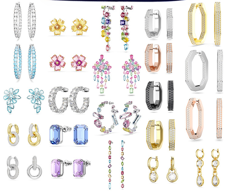 2025 New Millenia Big circle ice crystal designer earrings for women pink colorful stone drop tassel lovely flower charm elegant earring earings ear rings jewelry
