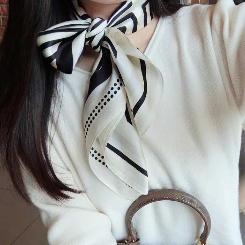Design Neck Tie Wrist Wrap Hair Ribbon Luxury Brand 100% Real Silk Square Scarf Women Headband Neckerchief Shawl Ladies Bandana W250602