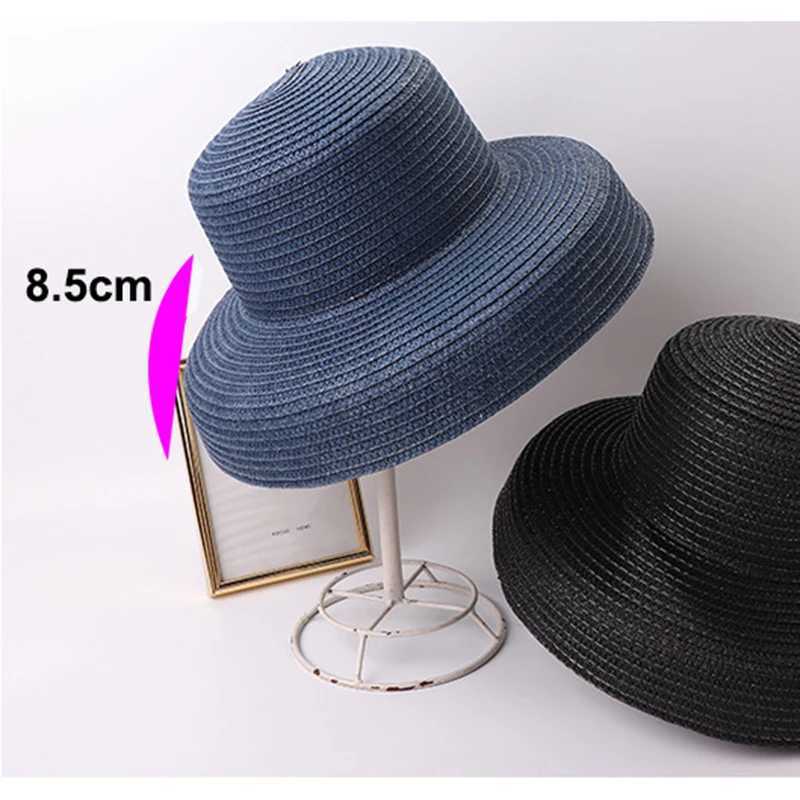 Summer Lady Pleated Straw Hat Women Hepburn Style Casual Sun Hat Large Brim Floppy Sun Hat Cap Holiday Beach Casquette Gorros W250602