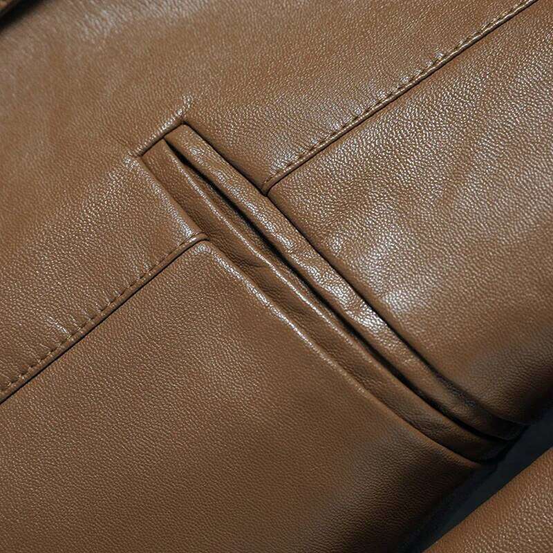 2024 New Women's Sheepskin Leather Jackets Fashion Lapel Collar Single-breasted Office Ladies Slim Casual Short Blazer Coats