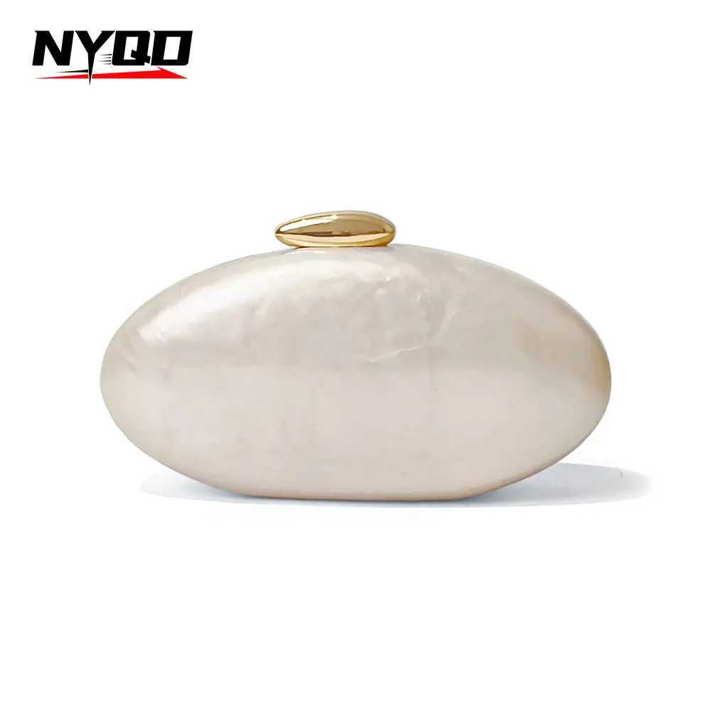 New Egg Shape Clutch Bag Evening Party Purse Women Wedding Cute Ivory Pearl Color Summer Purses and Handbags Sacs Main Z250603