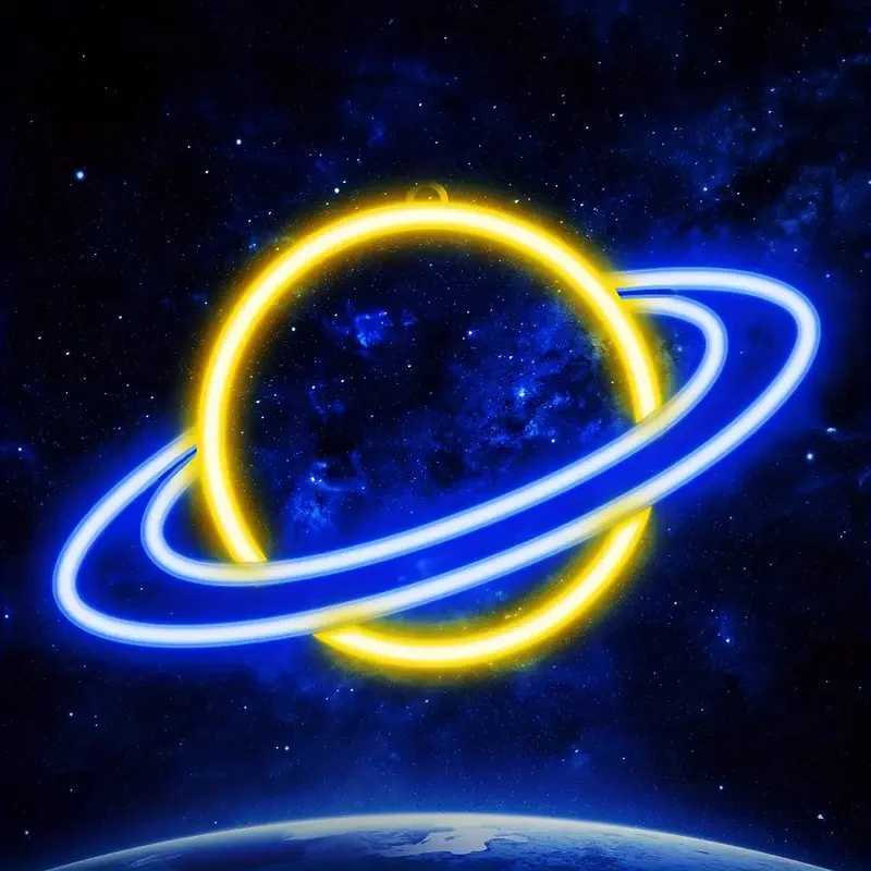 Planet Neon Sign 10 Levels Brightness LED Neon Lights Signs For Wall Decor USB Powered Neon Lights For Bedroom XJ250602