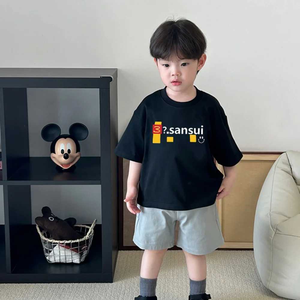Fashionable cotton short-sleeved T-shirt for boys and girls versatile round neck half sleeve loose and fashionable summer outfit T250603