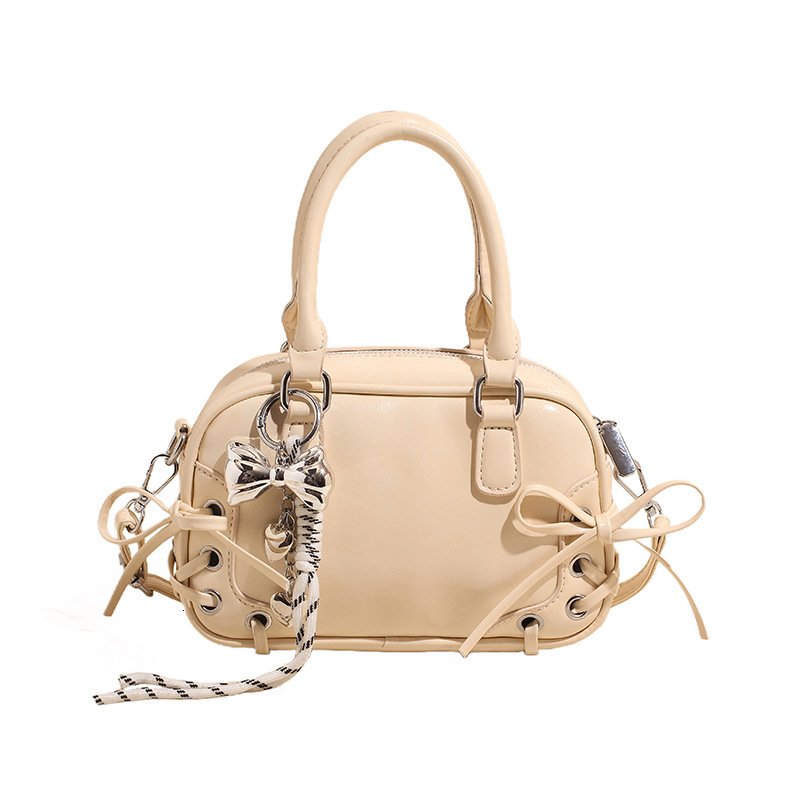 designer Niche Design Sweet Cool Style Bowknot Boston Bag for Women 2025 New Textured Commuter Versatile Shoulder Underarm Bag