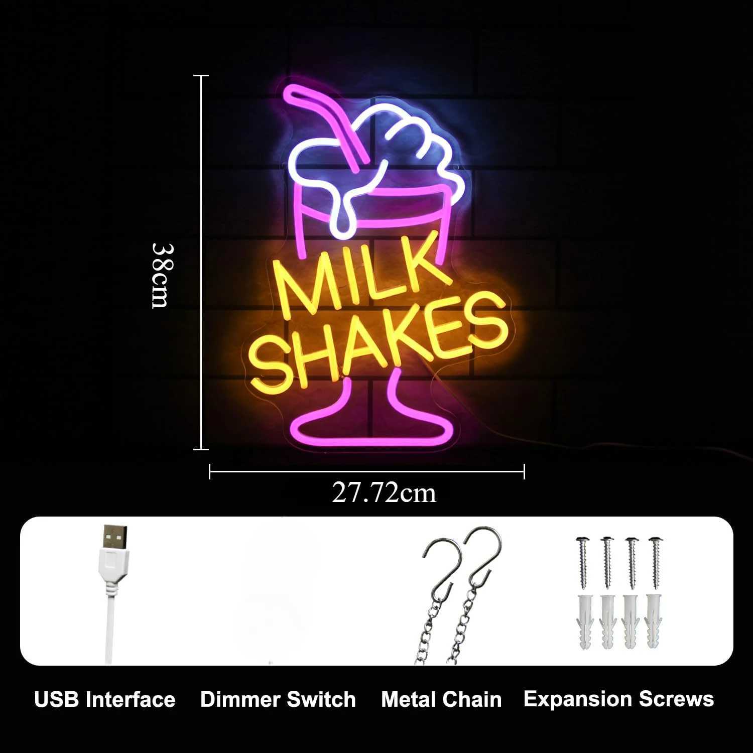 Milk Shakes Neon Signs Ice Cream Neon Sign Milk Tea LED Neon Light Frozen Yogurt Food Drink Restaurant Dessert Shop Bar Decor XJ250602