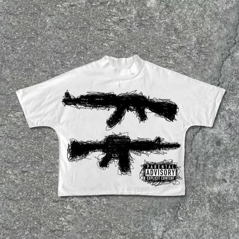 Need Peace Graphics 100% Cotton Cropped T-Shirts Men Y2K Summer Short Sleeves Vintage Oversize Tshirt Streetwear Women Tops 250529