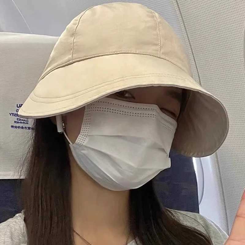 New Summer Hats for Women Foldable Baseball Cap Wide Large Brim Sunscreen Beach Caps Female Outdoor Casual Adjustable Bucket Hat W250602