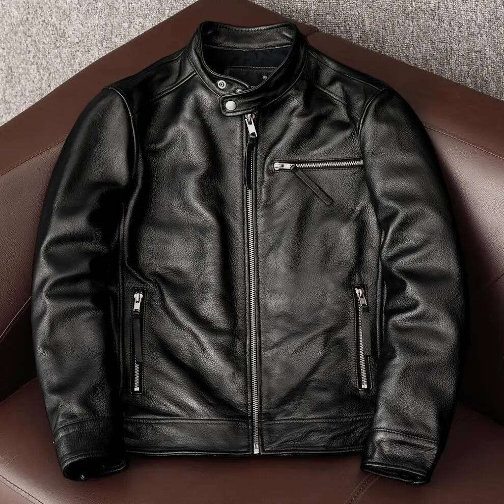 Shanlidadi Spring New Casual Versatile Jacket Men's Fashion Stand-Up Collar Leather Jackets Youth