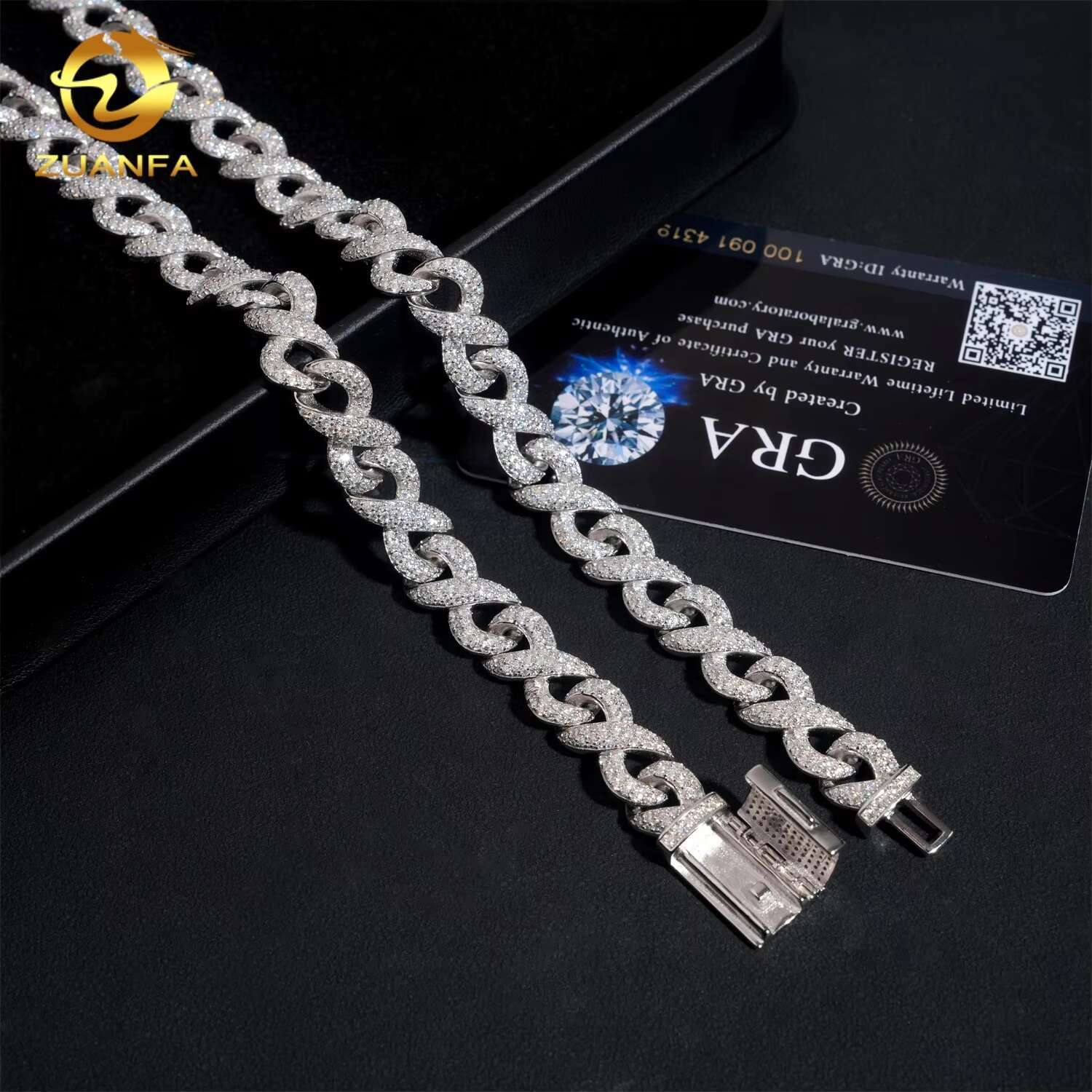 Moissanite Hip Hop Jewelry Trendy New Iced Out Cuban Chain 925 Silver Infinity Necklace