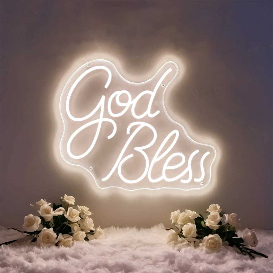 God bless Neon Sign LED neon light for Birthday Party Room Wall Decoration lights Birthday Gifts Neon Night light USB Powered XJ250602