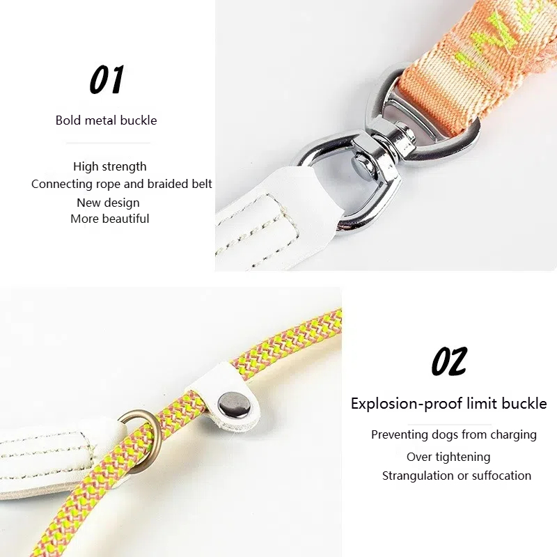 Anti-Choke Slip Lead Dog Leash - Adjustable Self-Retracting P-Chain Pet Training Leash for Outdoor Walking & Training