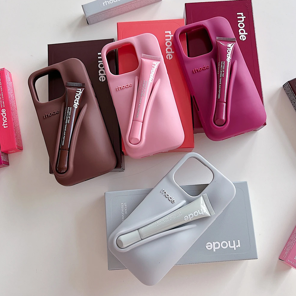 RHODE Lipstick phone case Silicone Hot Rhode Phone Case For iPhone 16 15 14 13 12 11 Pro Max Plus Portable Lip Gloss Holder Hot Soft Cover with box 15