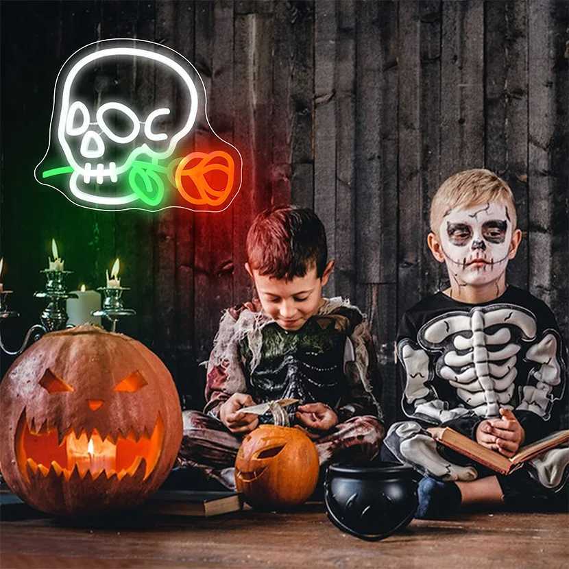 Skull Neon Sign for Wall Decor Skull LED Neon Light for Bar Party Man Cave Halloween GiftsXJ250602