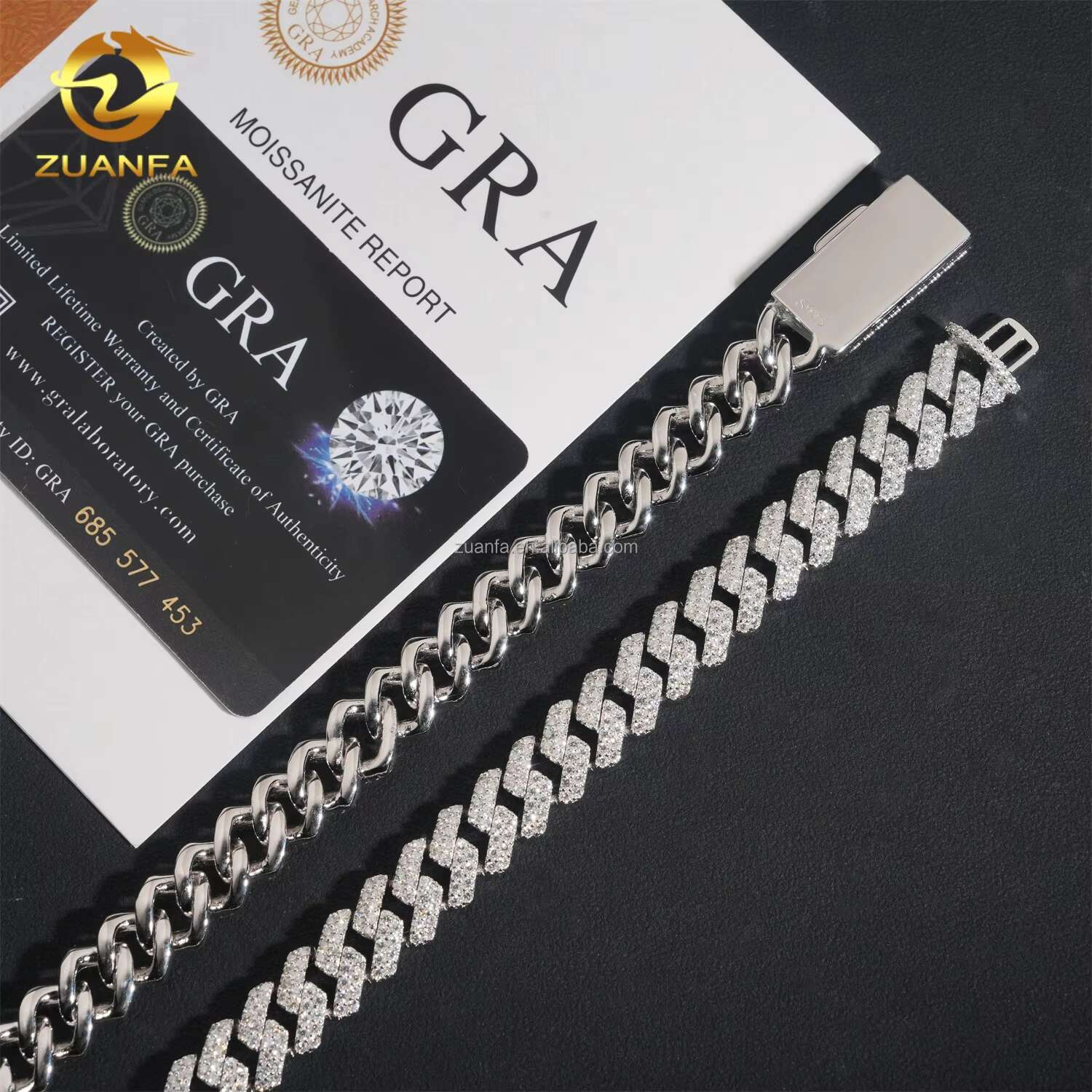 Best Selling Popular Fashion Rapper Jewelry Box Clasp 925 Solid Silver 12mm Iced Out VVS1 Moissanite Miami Cuban Link
