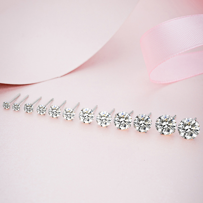 925 Silver Ear Studs Female Colorful Moissanite Fashion Four Claw Silver Crystal Ear Jewelry Shiny Ear Studs Mozambique earrings