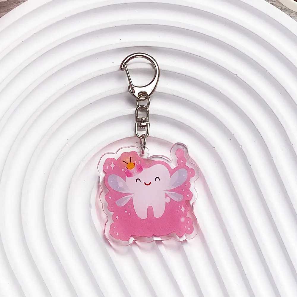 Dental Health Day Cute Tooth Acrylic Keychain - Dental Cartoon Charm Kawaii Oral Health Gift Backpack Keyring for Dentist XJ250602