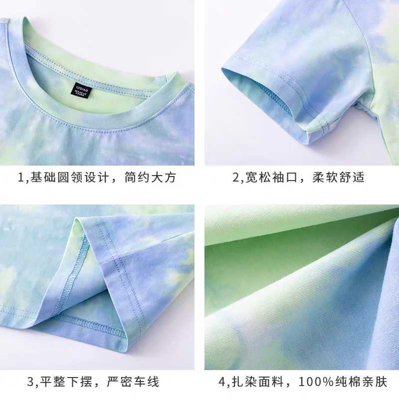 2025 Fashion Kids Girls Tie Dye Dyeing Printing T-shirt Summer Boys T Shirt Cotton Children Tops Tee Teenage 6 8 10 12 14 YearsT250603