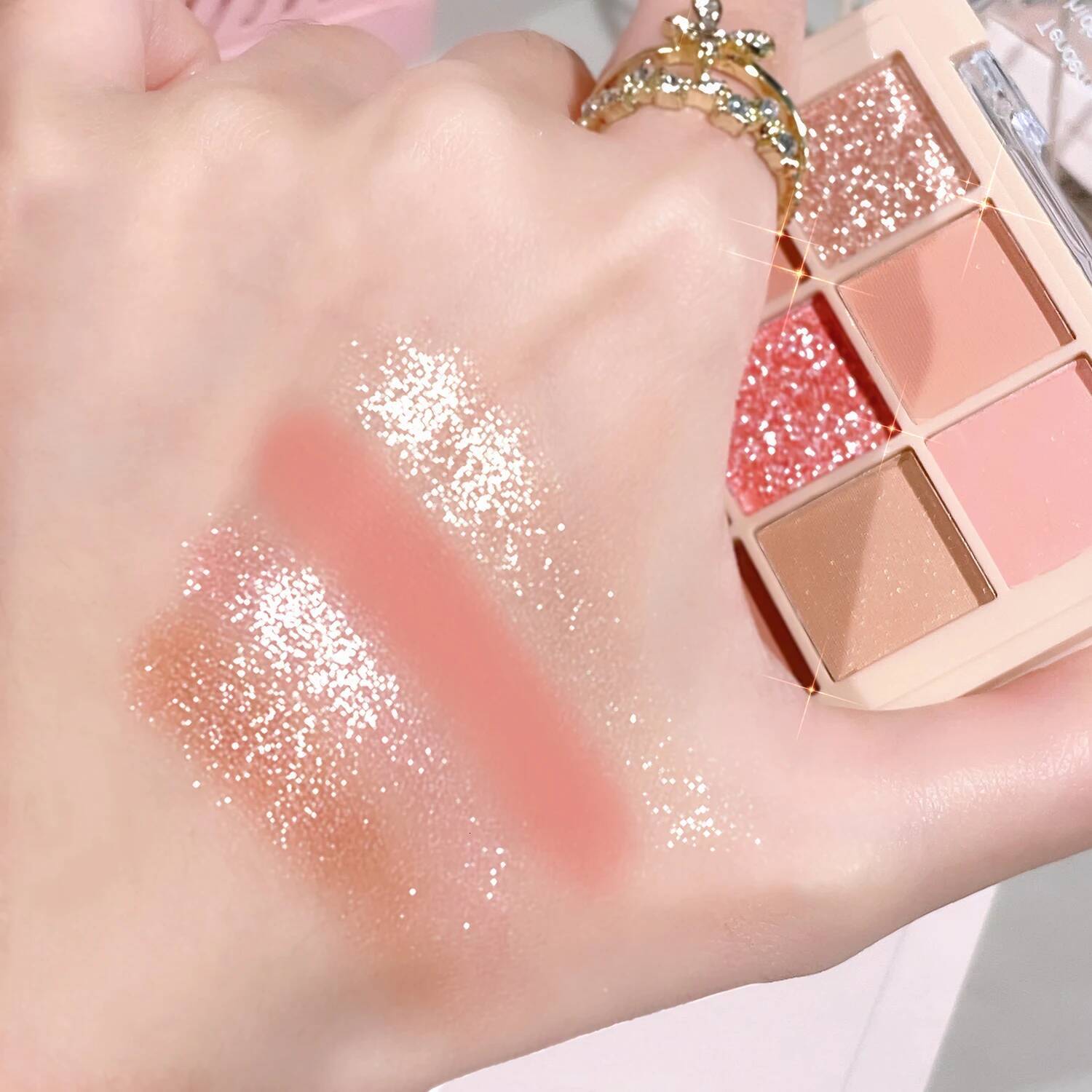 9 Color Shiny Pearly Glitter FinishBrown Coral Chocolate Golden Eyeshadow Palette