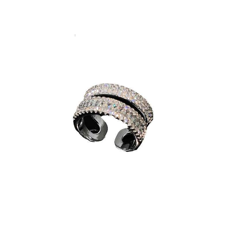 Double Layer Micro Paved Zircon for Women, Niche Fashion Light Luxury Design, Stackable Index Finger Ring, Full Diamond High-end Ring