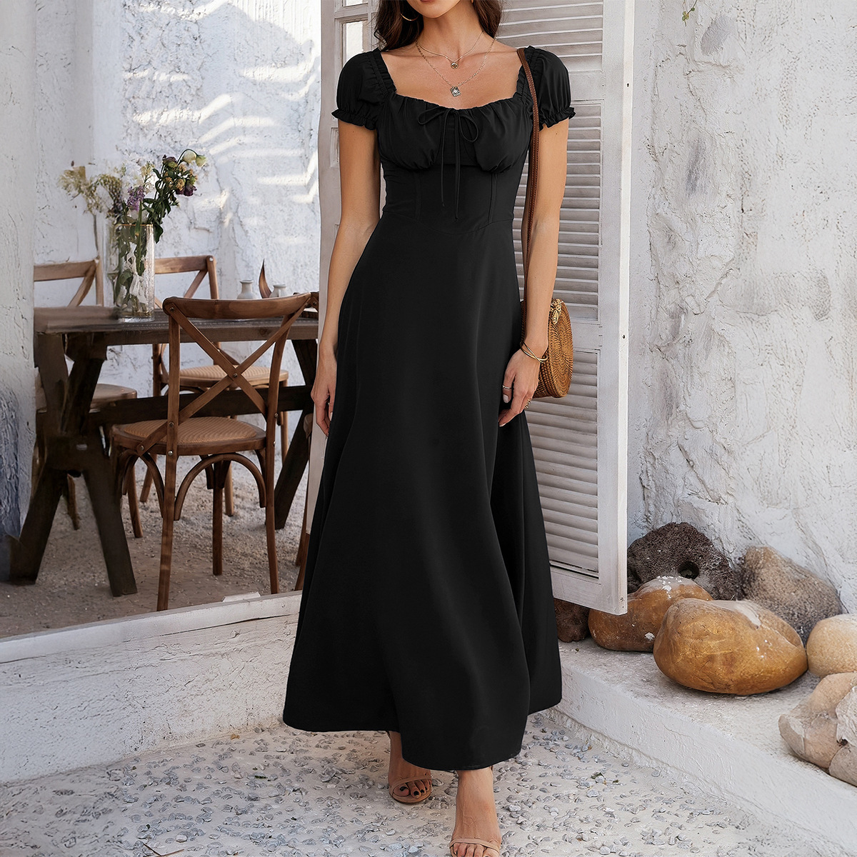 French Vintage Burgundy Evening Party Dress Women Summer Elegant Romantic Prom Vestidos Korean A-line Graduation Dresses 240115