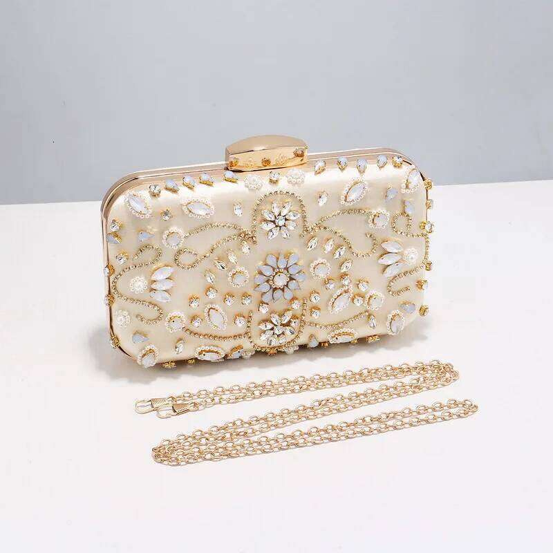 Shoulder Rhinestone Women Clutch Evening Bags With Dia Pearls Beads Messenger Handbag Phone Bag for Party