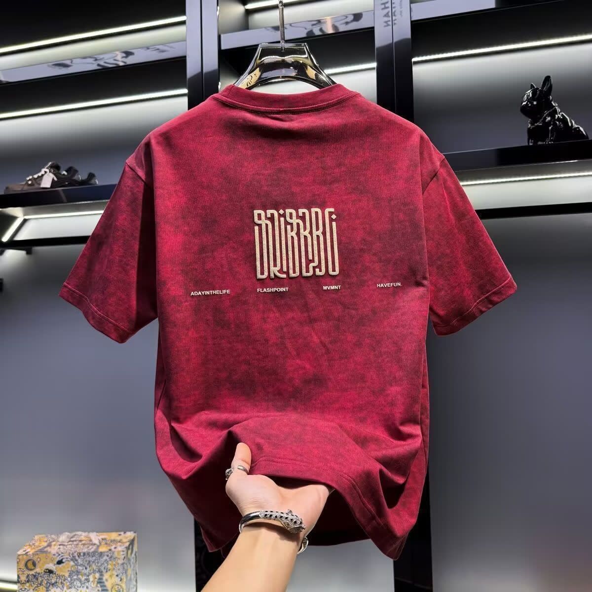 2025 Summer New Men's T-shirt New Summer Trend Gradient Printed Men's Round Neck American Short Sleeve Fashion Versatile Designer Student Ca