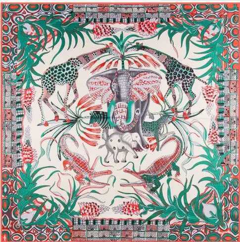 Square Scarf 2019 New Brand Women Twill Silk Scarf Animal Elephant Leopard Giraffe Print Scarf Large Square Scarves Foulard D641 W250602