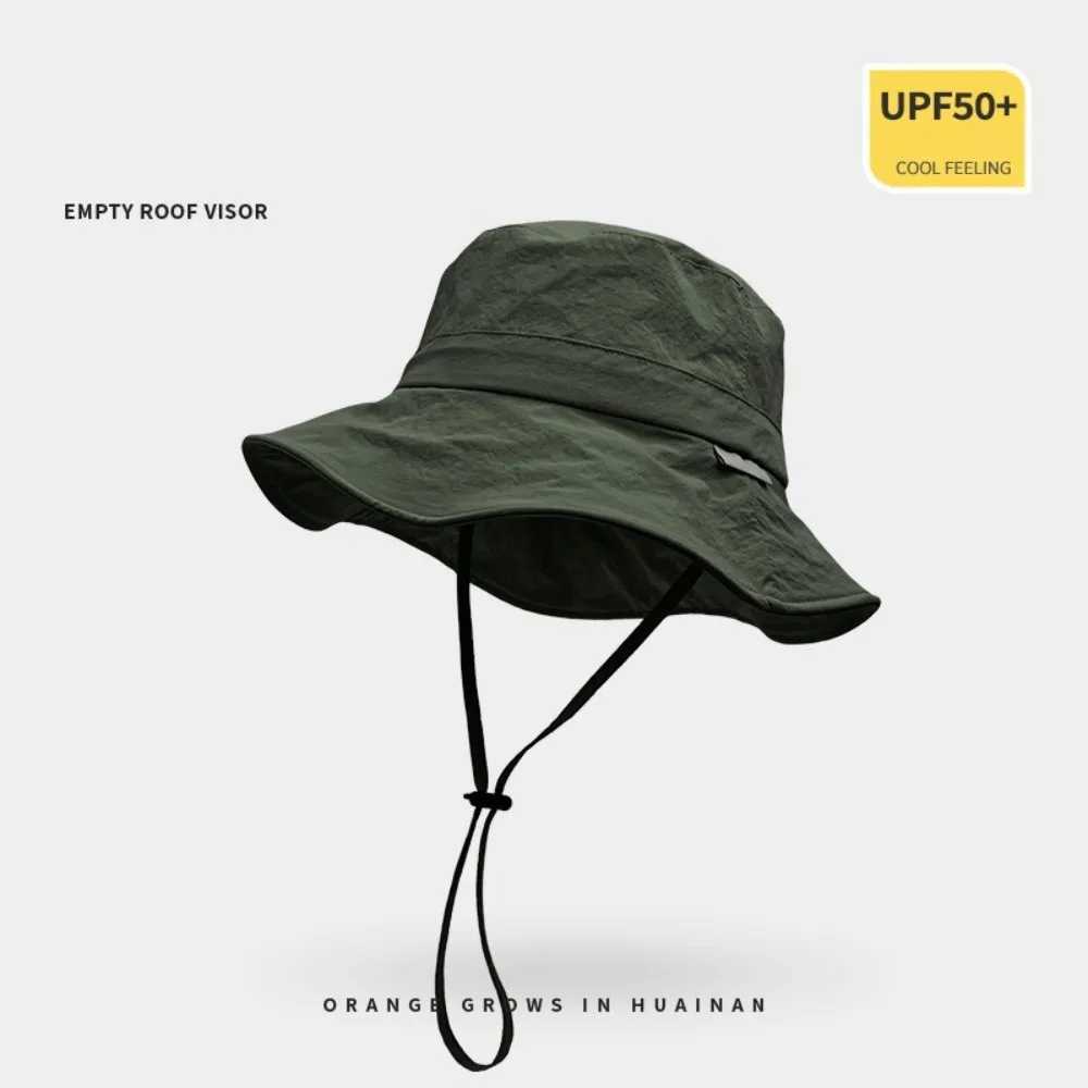 New Trendy Bucket Hat Anti-Sun Adjustable Sunscreen Hat Anti-UV Breathable Beach Hat Summer W250602