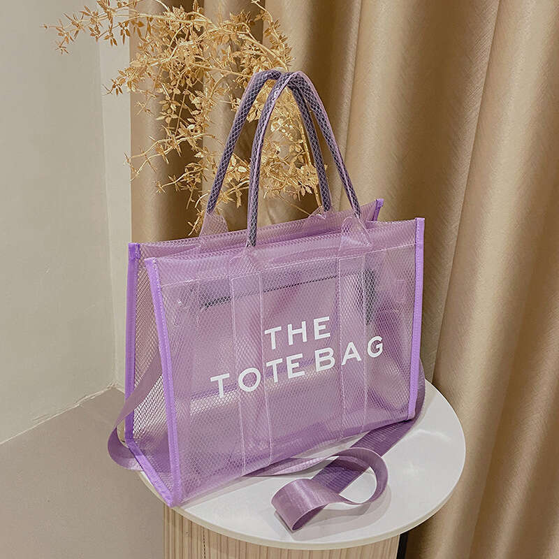 2023 New Fashion Women's Transparent PVC Jelly Dot Pattern Extra Large Hip - hop/Rock Style Crossbody Tote Bag for Home