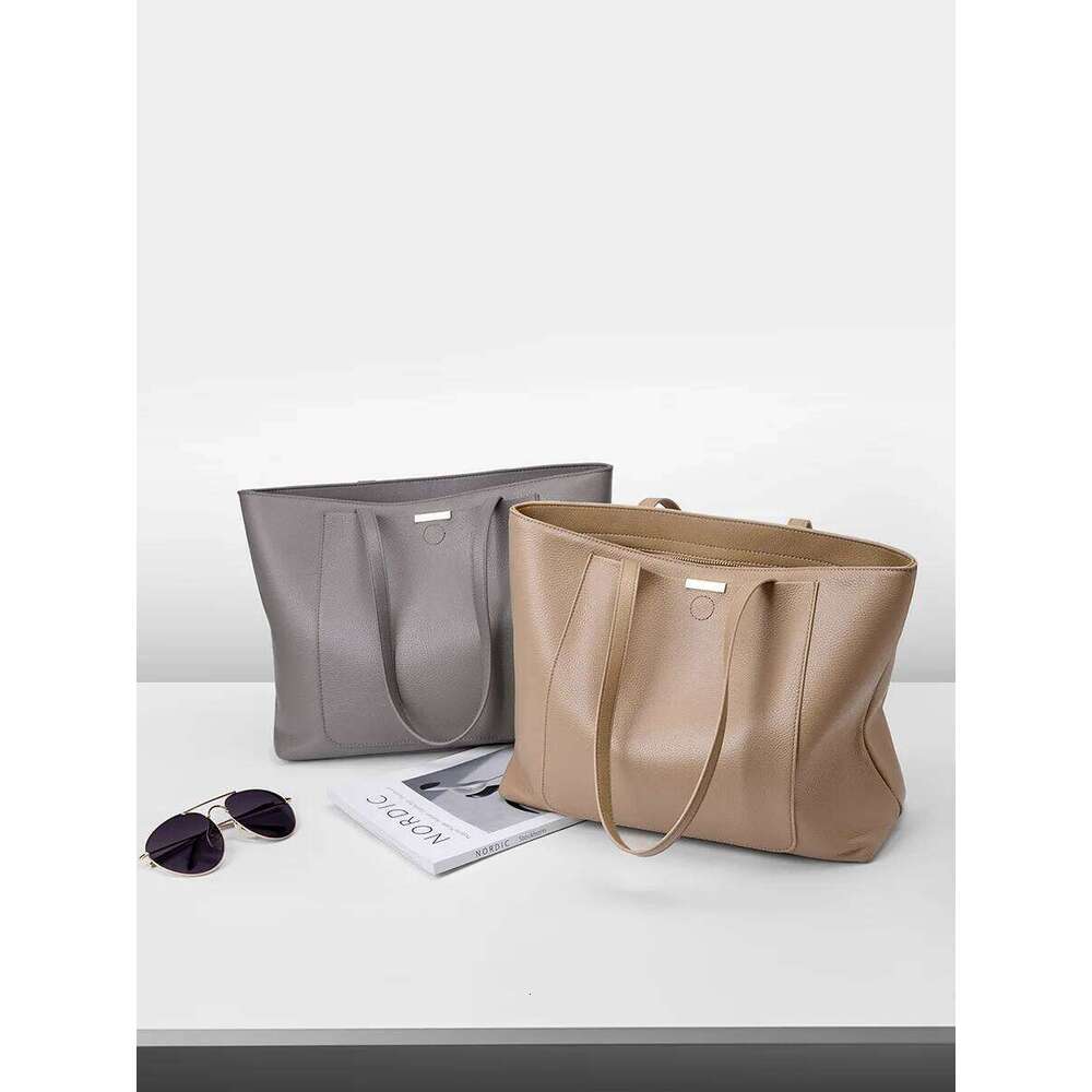 Korean Style Women Shoulder 100% Genuine Leather Large Capacity Tote Bag Commuter Design Women's Handbag Female Bag
