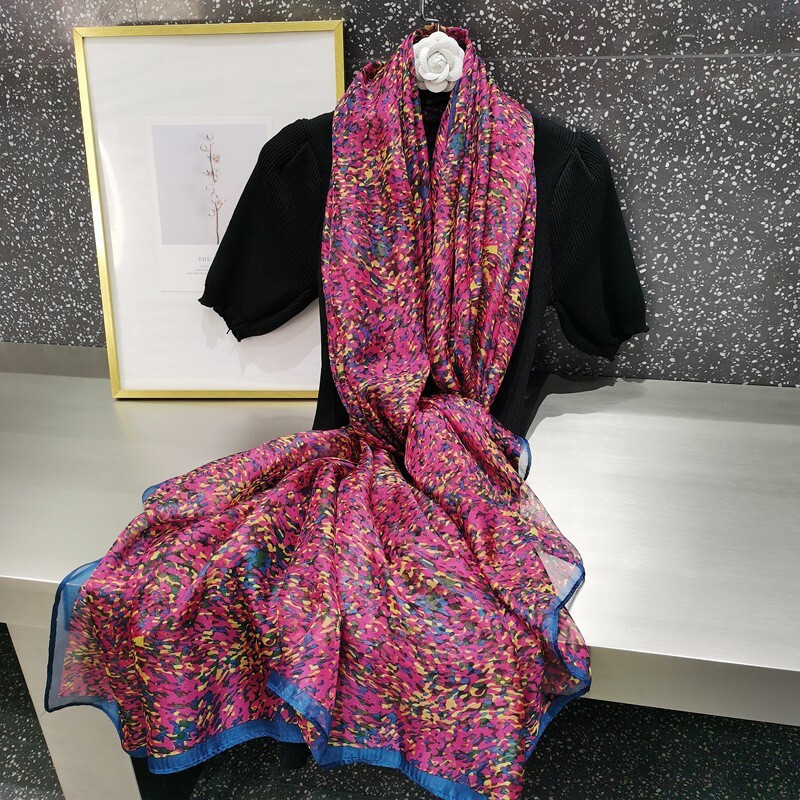 New Silk Cloud Pattern Starry Sky Korean Style Versatile Fashionable Gauze Sun Protection Stylish Shawl Thin Scarf Neck Warmer