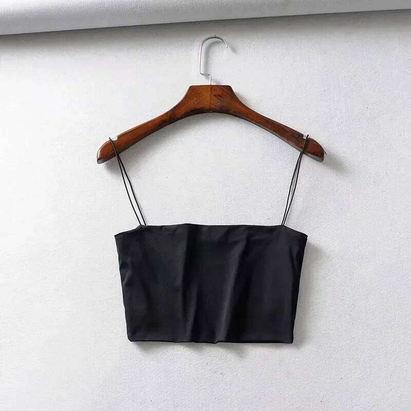 Women Spaghetti Strap Top Sleeveless Basic Cami Shirts Streetwear Crop For Teen Girl Tops Yoga Tank