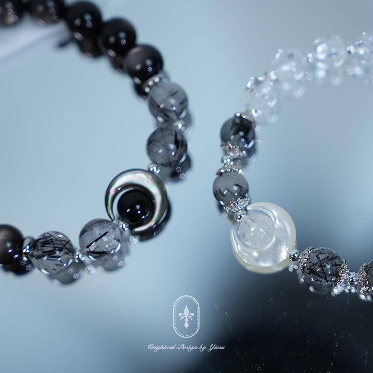 Natural crystal, silver obsidian Asai black hair crystal bracelet,Obsidian,wuxing implied meaning Psychic shielding Energy purification Integrity prot