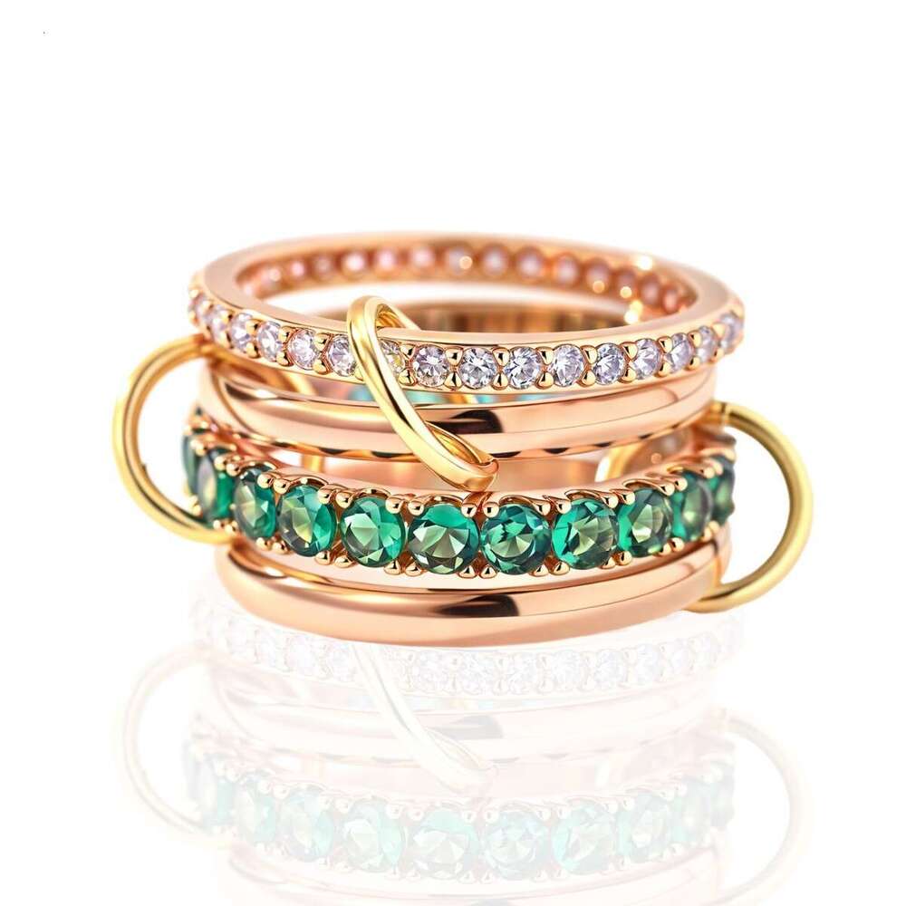 Interlocking Full Diamond Micro Paved Zircon Stacking Rings Special Jewelry Panyu Quality