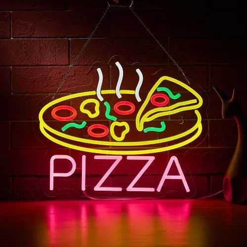 LED Pizza Shaped Neon Sign Wall Decor Pizzeria Kitchen Restaurant Party Bar Bedroom Decorative Neon Light Wall Decor Gift XJ250602