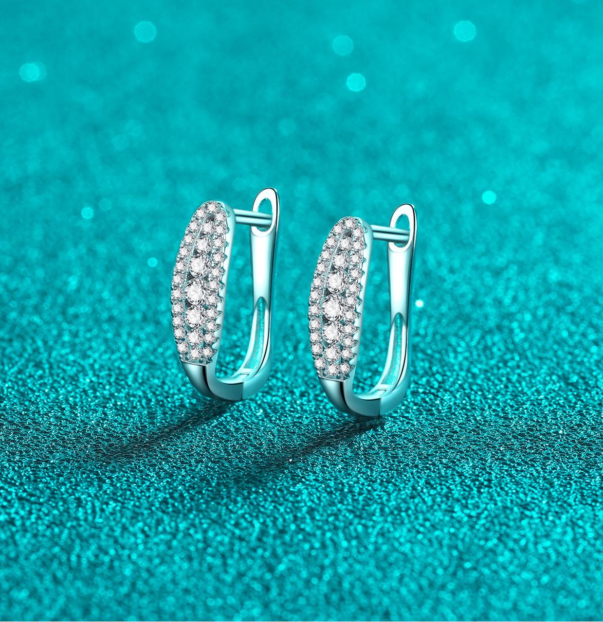 S925 sterling silver hoop earrings with moissanite stones, elegant and minimalist design, perfect for daily wear or special occasions